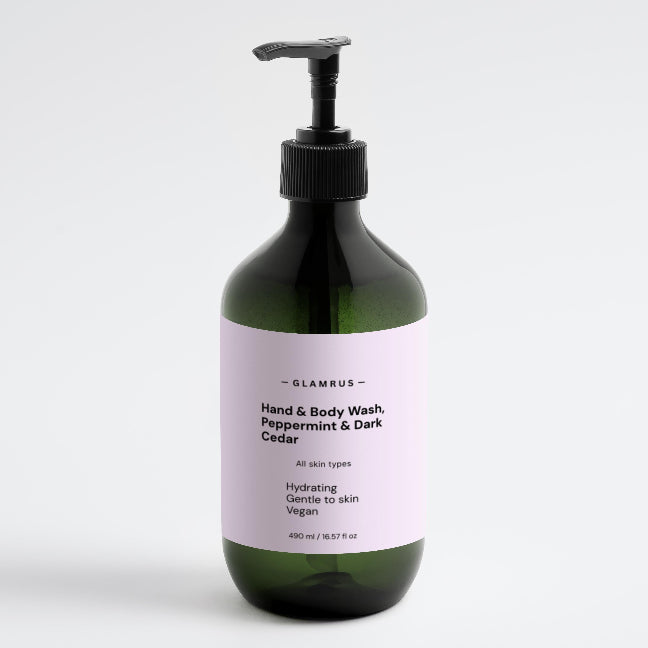 Hand & Body Wash, Peppermint & Dark Cedar (Green Bottle)