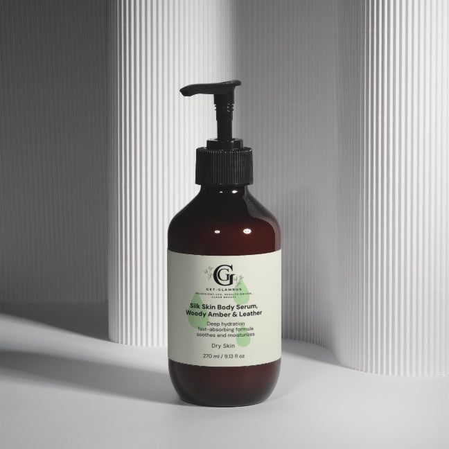 Silk Skin Body Serum - Woody Amber & Leather Scent