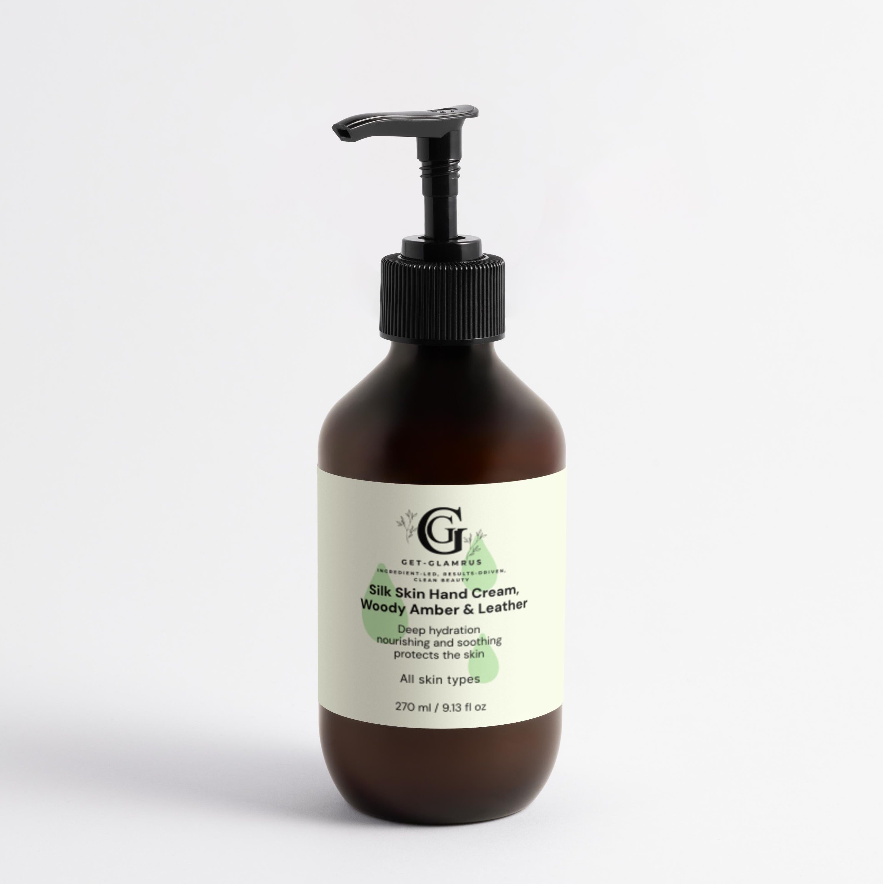 Silk Skin Hand Cream, Woody Amber & Leather Scent