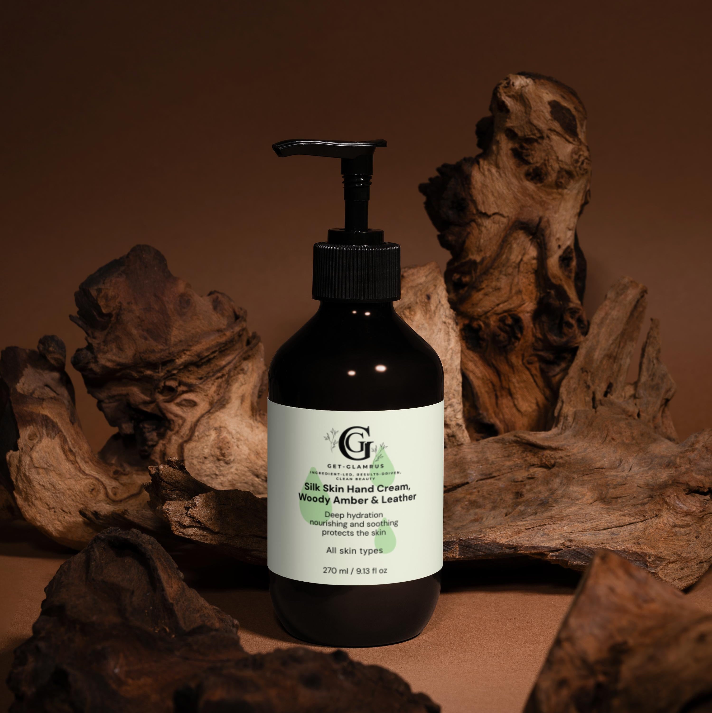 Silk Skin Hand Cream, Woody Amber & Leather Scent